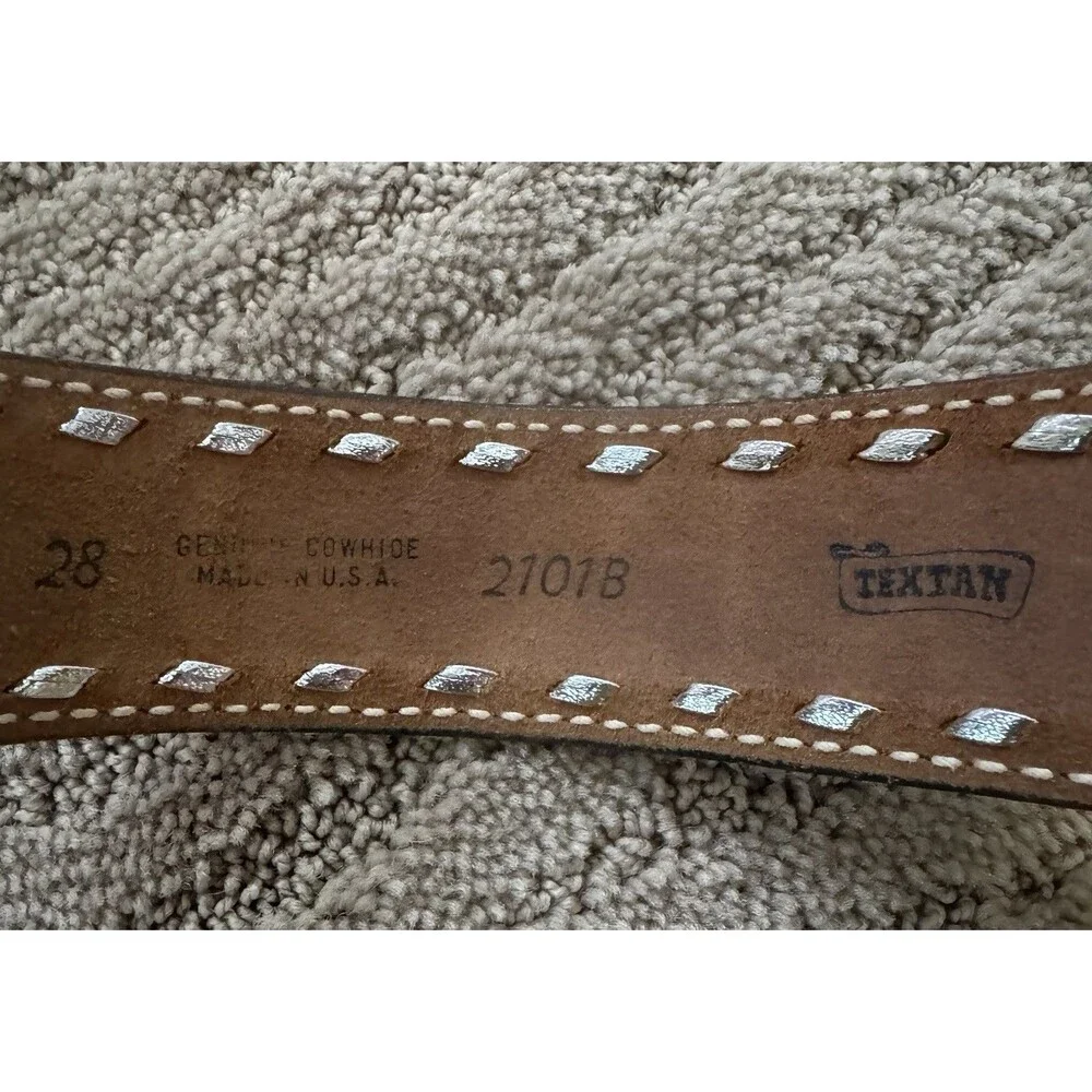 Textan genuine cow had leather belt Size 28 Name “Faye” Embellished In Leather